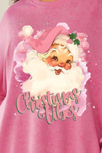 Load image into Gallery viewer, Plus Size Santa Claus Graphic Round Neck Long Sleeve Slit Sweatshirt
