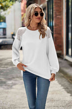 Load image into Gallery viewer, Round Neck Dropped Shoulder Eyelet Top
