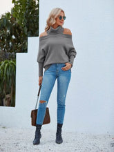 Load image into Gallery viewer, Off Shoulder Turtleneck Batwing Sleeve Sweater
