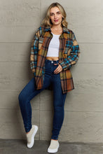 Load image into Gallery viewer, Double Take Plaid Curved Hem Shirt Jacket with Breast Pockets
