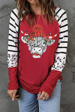 Load image into Gallery viewer, Bull Graphic Striped Long Sleeve T-Shirt
