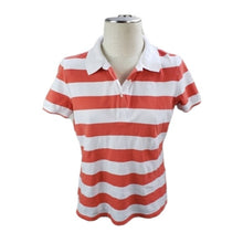 Load image into Gallery viewer, Faconnable Coral &amp; White Striped Polo Size M
